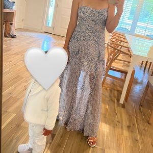 SHONA JOY CLAUDETTE RUCHED FRILL MAXI DRESS